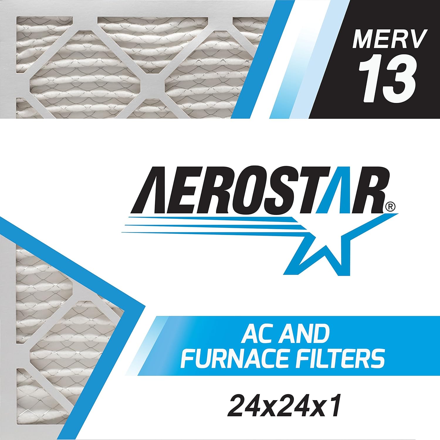 24x24x1 MERV 13 Pleated Air Filter, AC Furnace Air Filter, 6 Pack