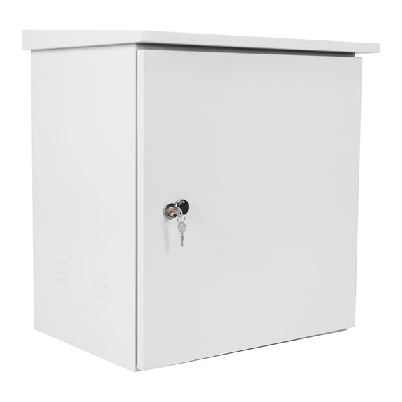 24x24x18 Inch IP55 Waterproof Metal Electrical Enclosure, Heavy Duty Outdoor Junction Box with Lock & Adjustable Shelf, Wall/Pole Mount Steel Box for Electronics, Batteries & Solar Equipment