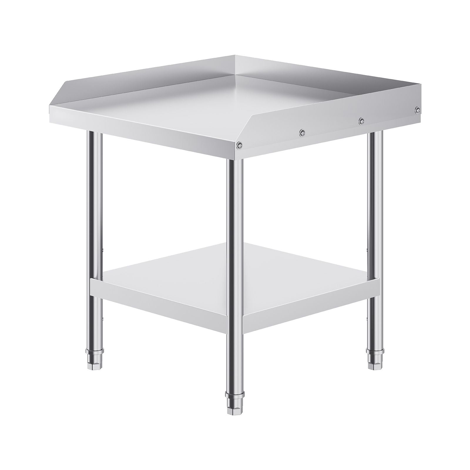 24x24x26 in Stainless Steel Commercial Work Table, 3-Sided Backsplash, Heavy  Adjustable Height for Restaurant Home Hotel