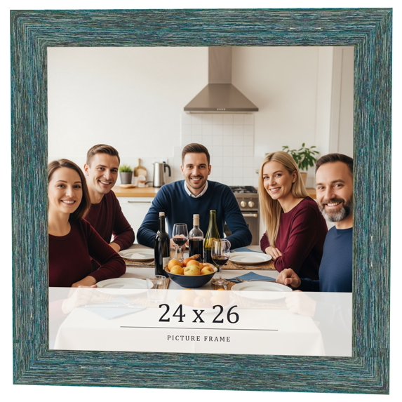 24x26 Frame Blue Rustic Barnwood Solid Wood Picture Frame Width 1.25 Inches | Interior Depth 0.5