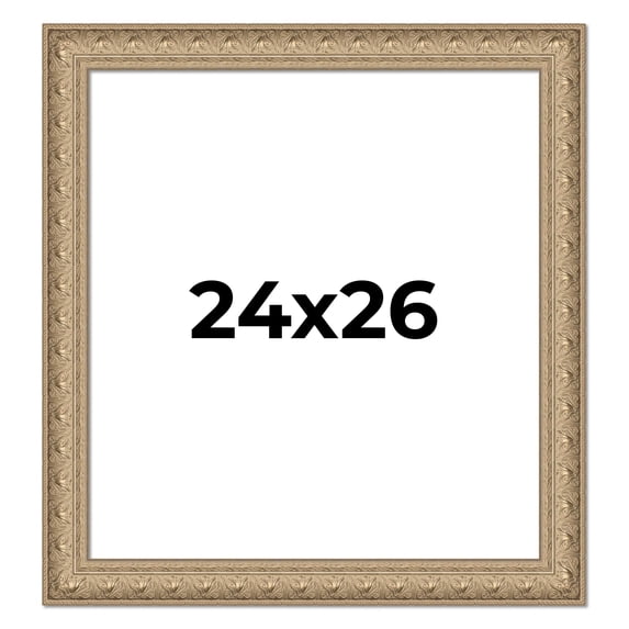 24x26 Frame Ornate Silver Beaded Solid Wood Picture Frame Width 2.5 Inches | Interior Depth 1
