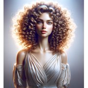 24x26in Ethereal Muse. Woman with voluminous, wavy short blonde hair and soft makeup  Photo Paper