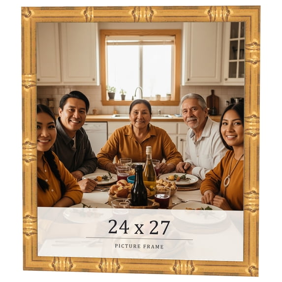 24x27 Frame Gold Bamboo Solid Wood Picture Frame | 1 Inch Moulding Width | Interior Frame Depth