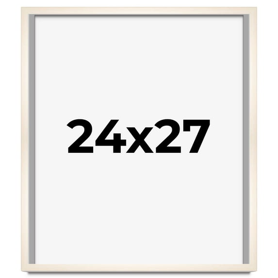 24x27 Frame White Wash Solid Wood Picture Frame | 0.8125 Inch Moulding Width | Includes UV Acrylic