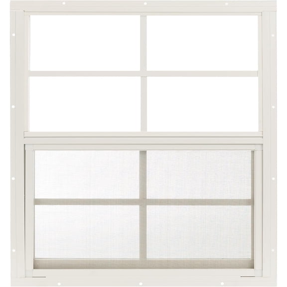 24x27 Shed Window, Flush Mount Sliding Window with Tempered Glass & Screen, White, 1-Pack