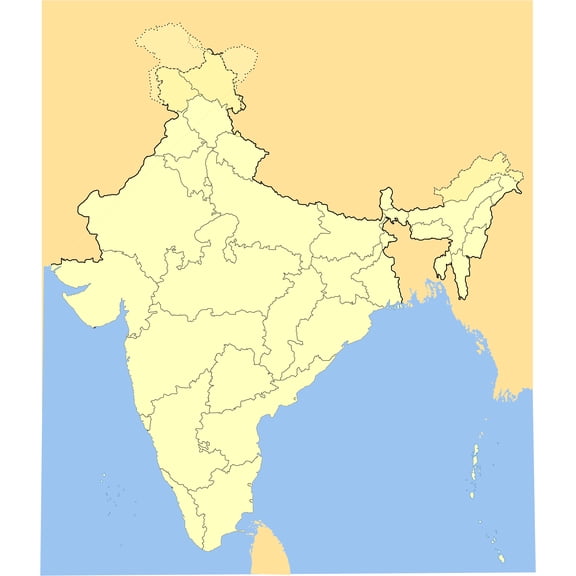 24x27in Coated Paper India Blank Map