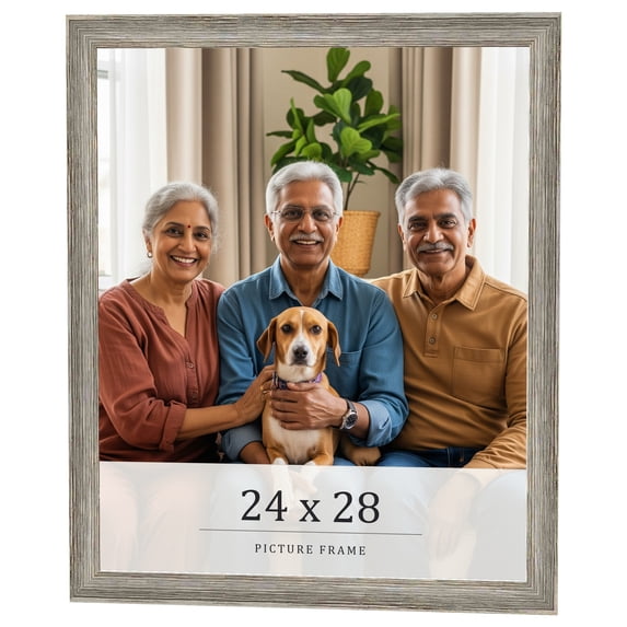24x28 Frame Grey Solid Wood Picture Frame Width 1 Inches | Interior Frame Depth 0.5 Inches |