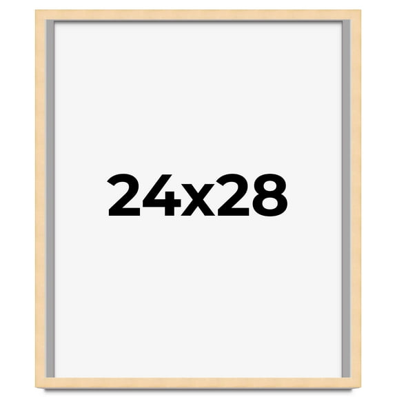 24x28 Frame Natural Wood Picture Frame | 0.75 Inch Moulding Width | with UV Acrylic Plexiglass,