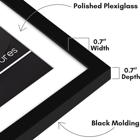 24x28 Picture Frame with Polished Plexiglass - Use as 20x24 Frame with Mat or Display 24x28 Photo Without Mat - Streamline Collection - Thin Border Picture Frames for Wall - Black