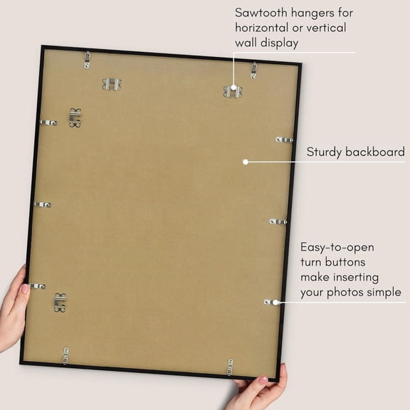 24x28 Picture Frame with Polished Plexiglass - Use as 20x24 Frame with Mat or Display 24x28 Photo Without Mat - Streamline Collection - Thin Border Picture Frames for Wall - Black