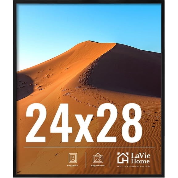 24x28 Picture Frame for Wall Display, 24x28 Black Picture Frame with HD Plexiglas, 24 x 28 Photo Frame 1 Pack, Display Frame for Vertical or Horizontal, Classic Collection