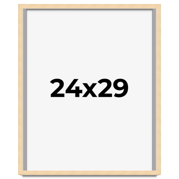 24x29 Frame Natural Wood Picture Frame | 0.75 Inch Moulding Width | with UV Acrylic Plexiglass,