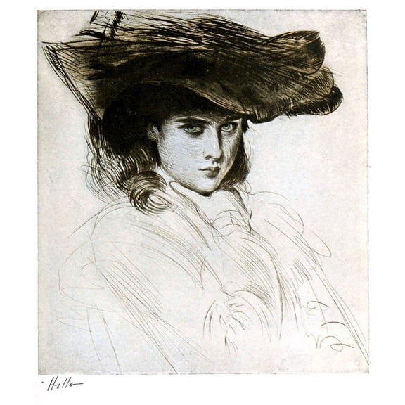 24x29in Coated Paper Paul Helleu Art Print Poster European Art From a dry-point etching