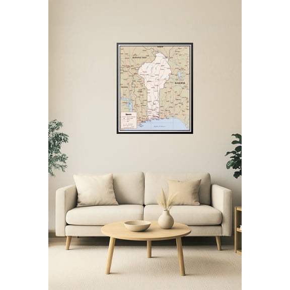 24x29in Poster Benin Political Poster Map – West Africa Borders, Roads & Capitals 【Coated Paper】
