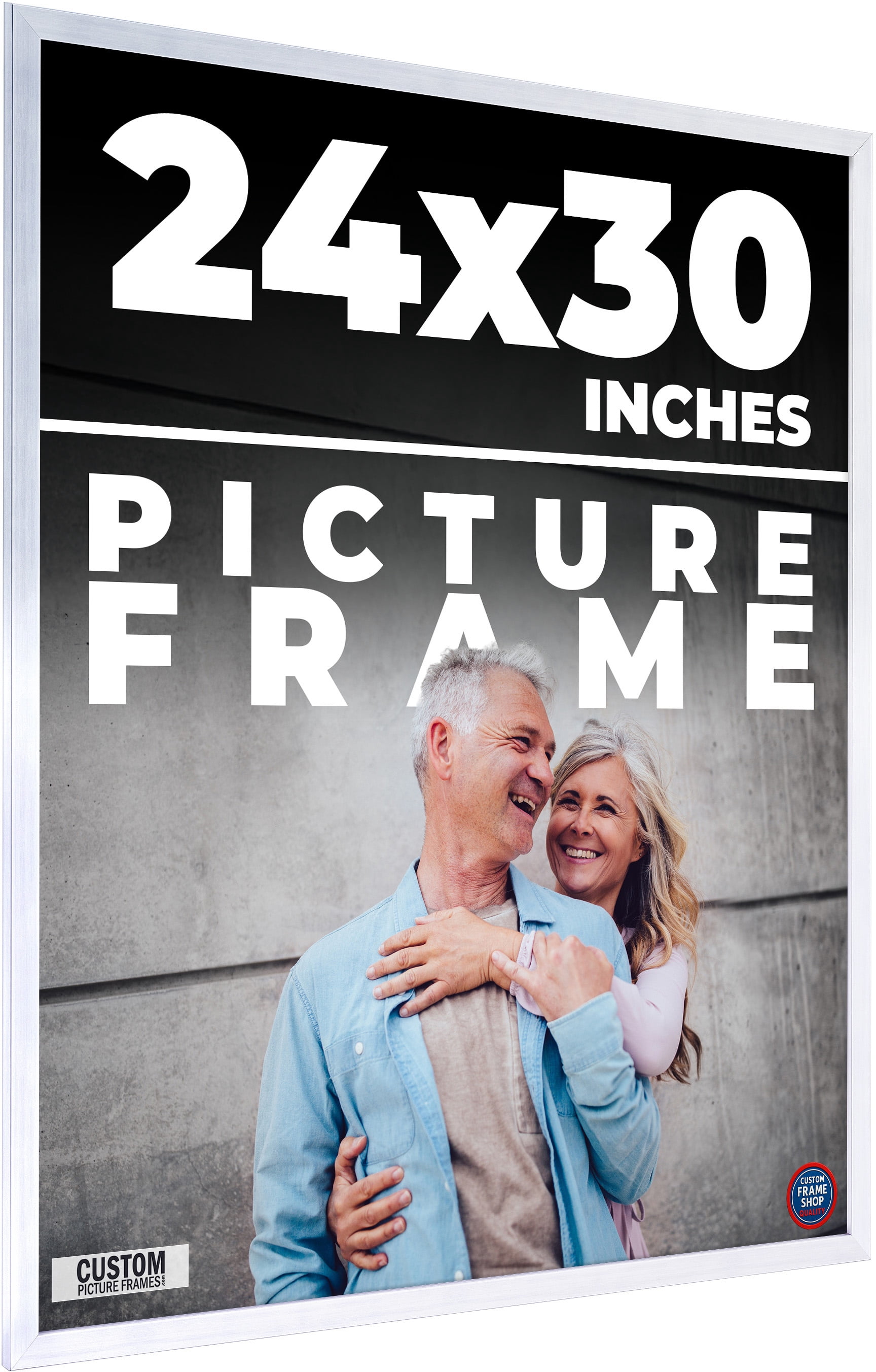 24x30 - 24 x 30 Stainless Steel Silver Solid Wood Frame with UV Framer ...