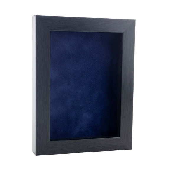 24x30 Charcoal Shadowbox Frame - Interior Size 24x30 with 3/4" Usable Depth - Navy Blue Acid-Free Suede Backing