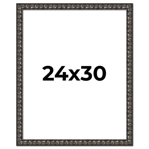 24x30 Frame Black-Brown Medieval Solid Wood Picture Frame | 1.5 Inch Moulding Width | Gotham