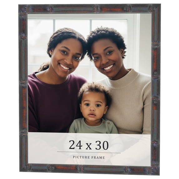 24x30 Frame Brown Bamboo with Dark Coffee/Walnut Finish | Solid Wood Picture Frame Width 0.75