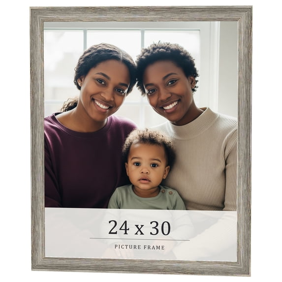 24x30 Frame Grey Solid Wood Picture Frame Width 1 Inches | Interior Frame Depth 0.5 Inches |