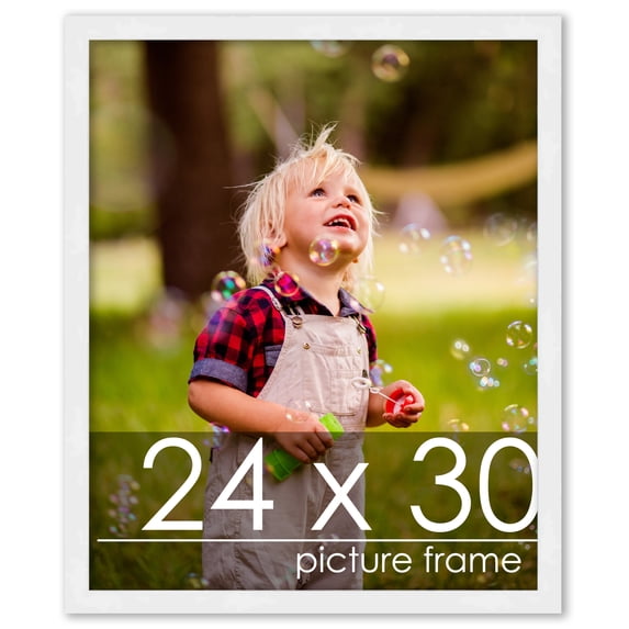 24x30 Frame White Wood Picture Frame - UV Acrylic, Foam Board Backing, & Hanging Hardware Included!