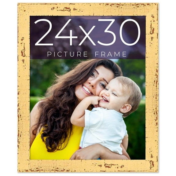 24x30 Frame Yellow Real Wood Picture Frame Width 1.25 inches | Interior Frame Depth 0.5 inches |