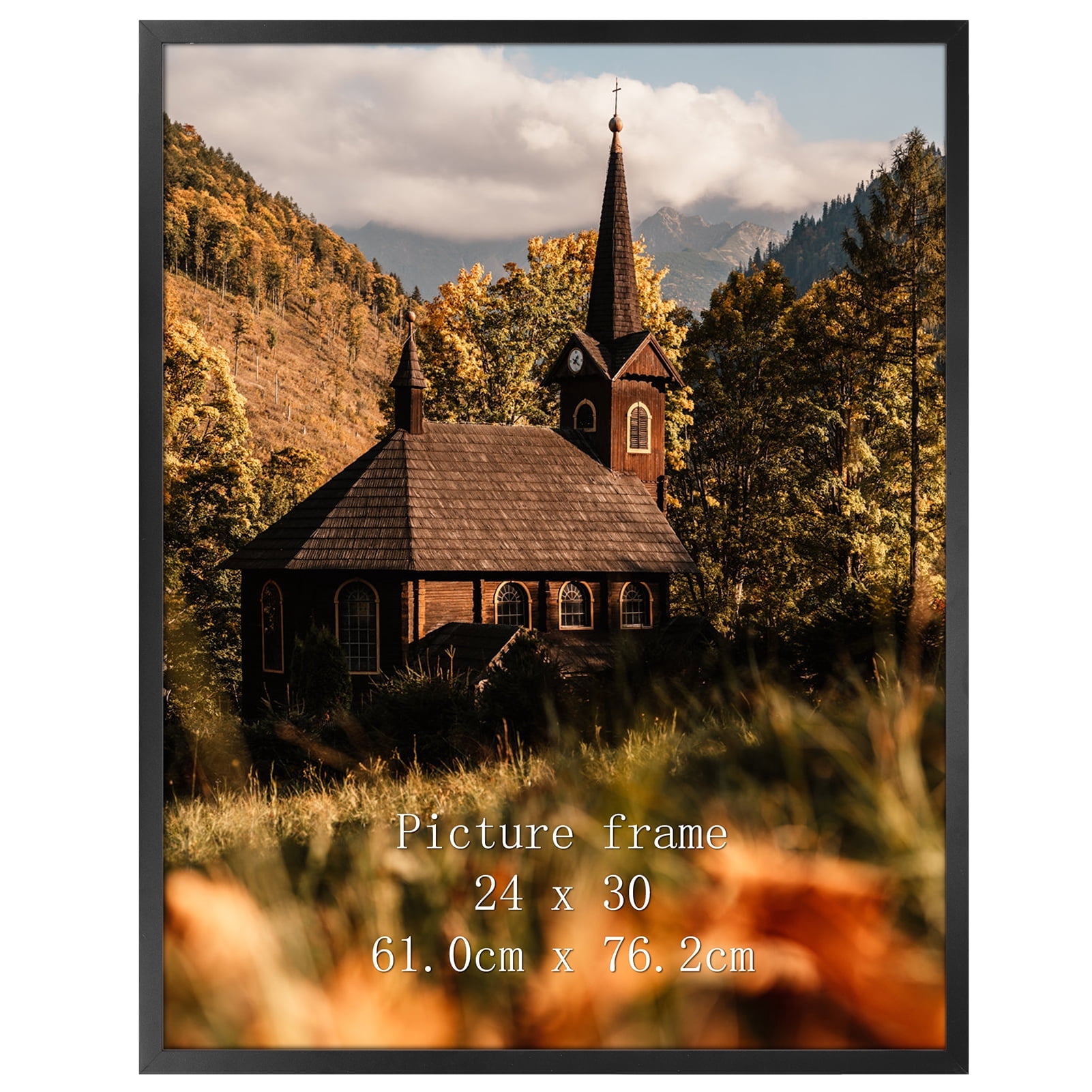 24x30 Picture Frame for Wall Mounted Display Vertically or Horizontally, Black Photo Poster Frame for Bedroom Living Room Office