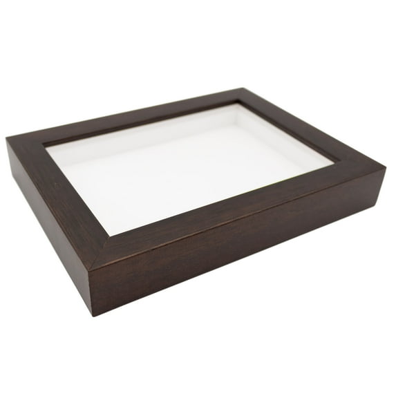 24x30 Shadow Box Frame Dark Brown Real Wood with a White Acid-Free Backing | 3/4" of Usuable Depth