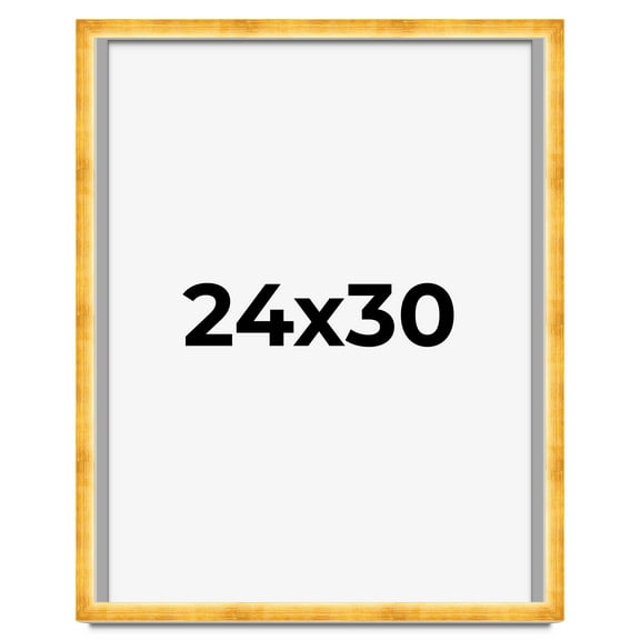 24x30 Shadow Box Frame Gold | 1.625 Inches Deep Real Wood Traditional Shadowbox Display Frame | UV