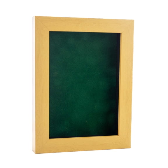 CustomPictureFrames 24x30 Shadow Box Frame Natural Wood with Forest Green Backing
