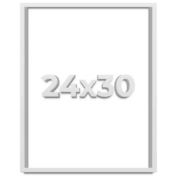 24x30 Shadow Box Frame White | 1 Inches Deep Real Wood Contemporary Shadowbox Display Frame | UV