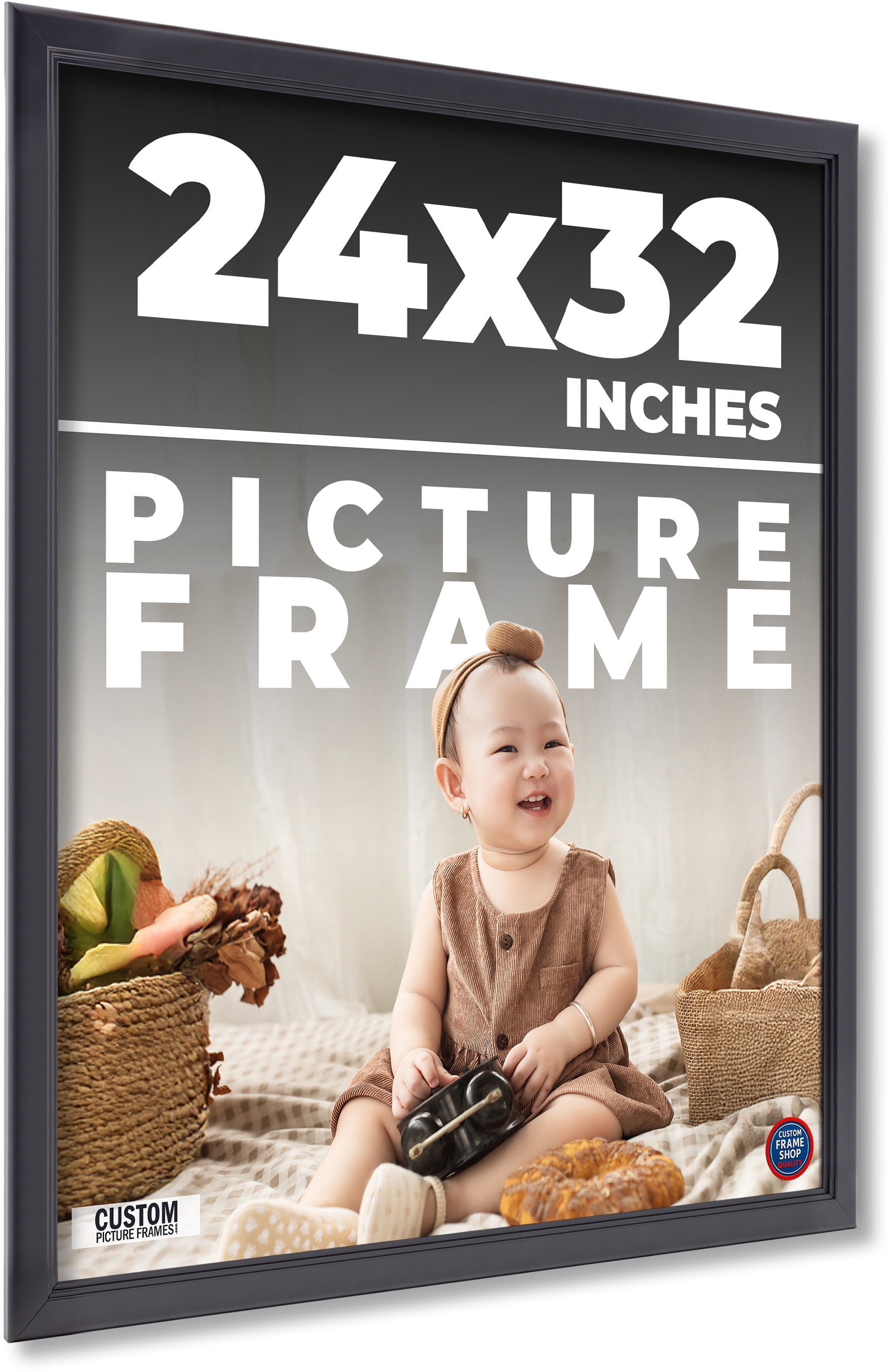 24x32 - 24 x 32 Contemporary Black Solid Wood Frame with UV Framer's ...