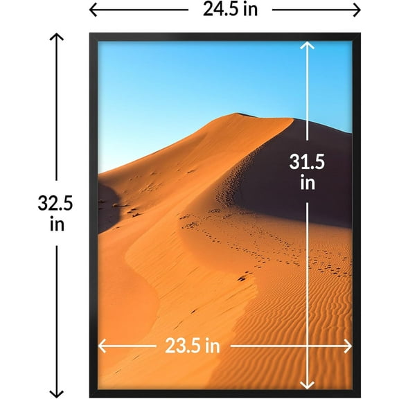 24x32 Black Picture Frame with HD Plexiglas, Easy Wall Display, Classic Design