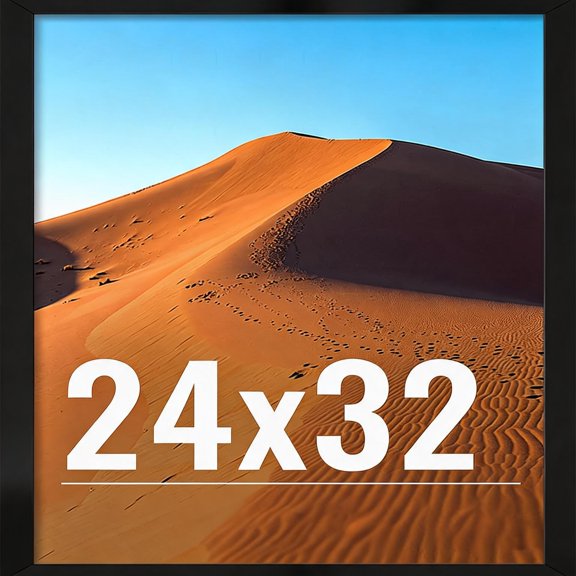 24x32 Black Picture Frame with HD Plexiglass for Wall Display