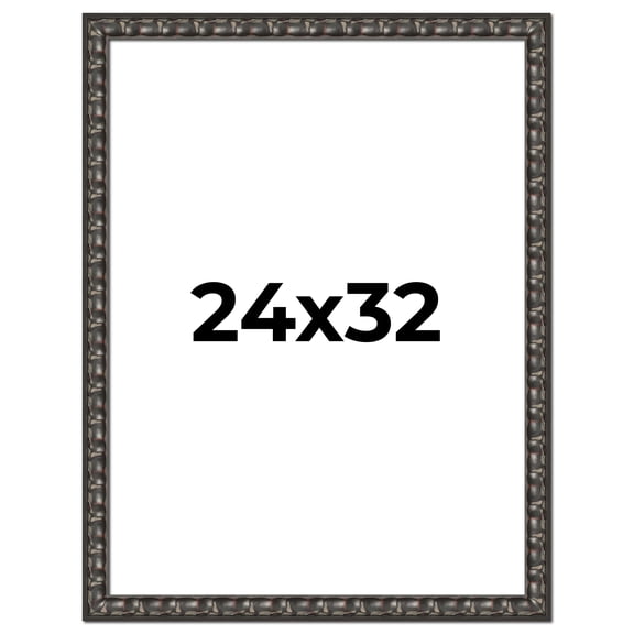 24x32 Frame Black-Brown Medieval Solid Wood Picture Frame | 1.5 Inch Moulding Width | Gotham