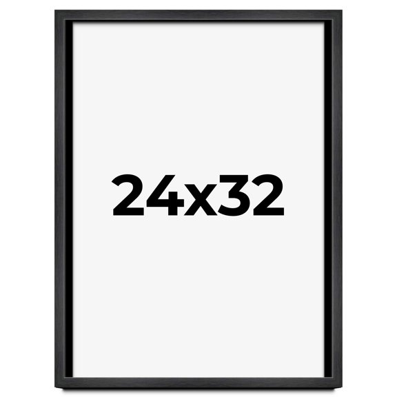 24x32 Frame Black Charcoal Grey Wood Textured Picture Frame | 0.75 Inch Moulding Width | Gunmetal