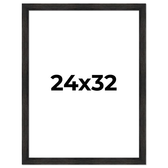 24x32 Frame Black Rustic Barnwood Solid Wood Picture Frame | 1.5 Inch Moulding Width | Includes UV