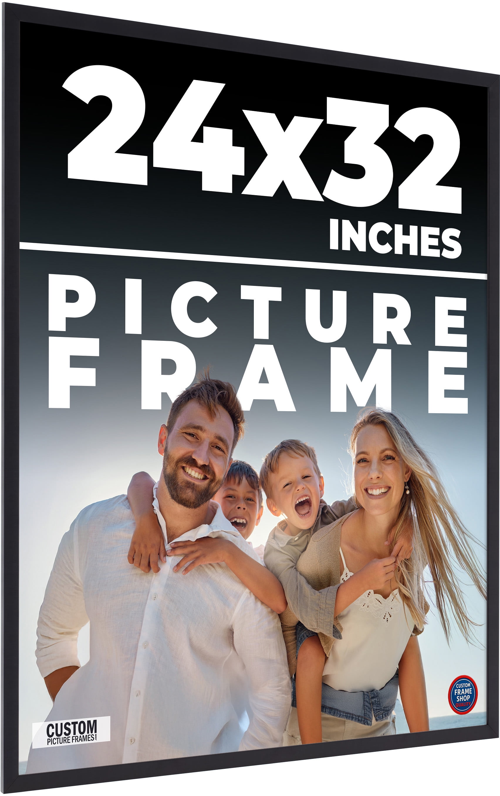 24x32 Frame Black Solid Wood Picture Frame | 0.75 Inch Moulding
