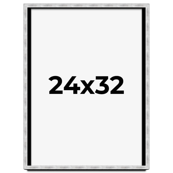 24x32 Frame Brushed Silver Solid Wood Picture Frame | 0.75 Inch Moulding Width | Rabbet Depth 0.75