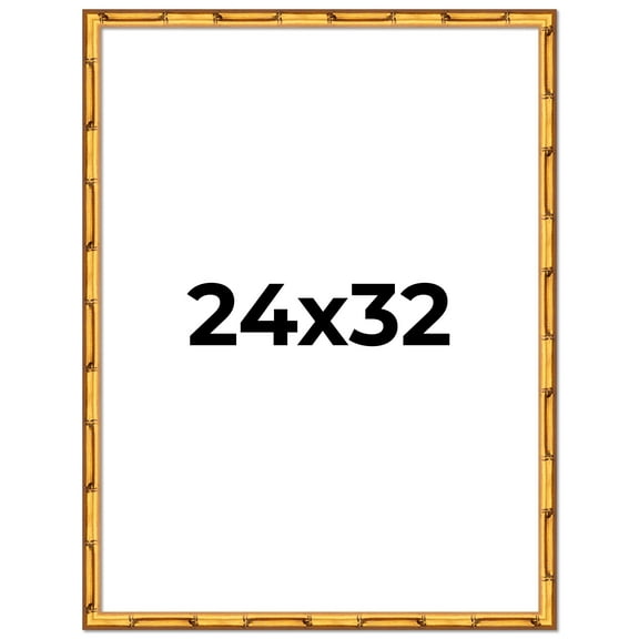 24x32 Frame Gold Bamboo Solid Wood Picture Frame | 1 Inch Moulding Width | Interior Frame Depth