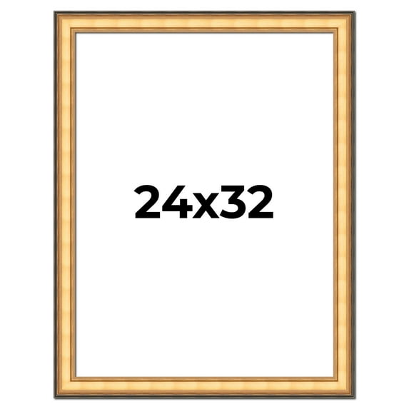 24x32 Frame Gold Plein Aire Solid Wood Picture Frame Width 2 Inches | Interior Frame Depth 0.5