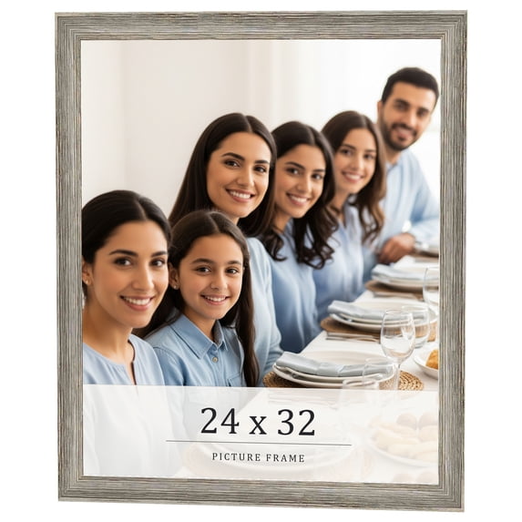 24x32 Frame Grey Solid Wood Picture Frame Width 1 Inches | Interior Frame Depth 0.5 Inches |
