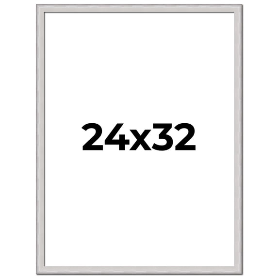 24x32 Frame Silver Inner Slope Bevel Picture Frame | 1 Inch Moulding Width | 0.75 Inch Rabbet Depth