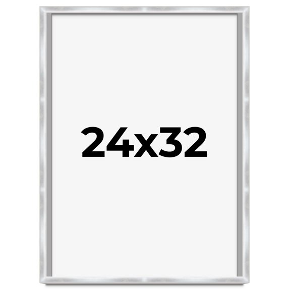 24x32 Frame Silver Whitewashed Wood Grain Solid Wood Shadow Box | 0.75 Inch Moulding Width | 0.75