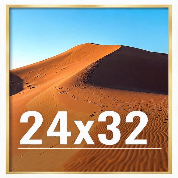 24x32 Gold Picture Frame with HD Plexiglas for Vertical or Horizontal Wall Display