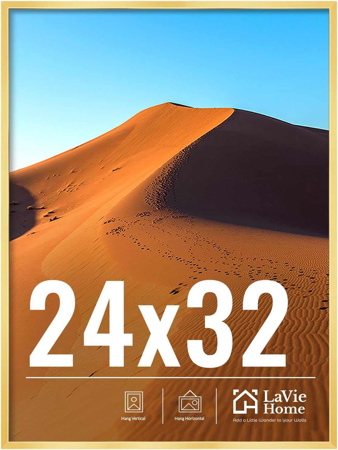 24x32 Picture Frame for Wall Display, 24x32 Gold Picture Frame with HD ...