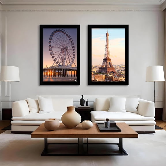 24x32 Picture Frame, Wall Hanging Poster Frames, Display Pictures 24 x 32 without Mat, Pack of 2, Black