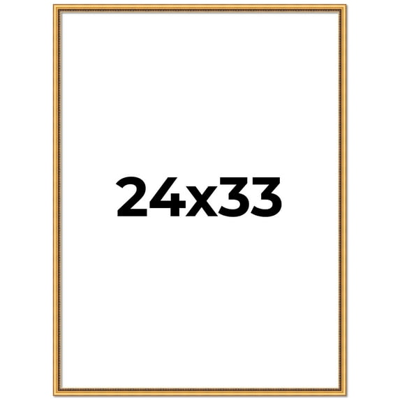 24x33 Frame Beaded Gold Solid Wood Picture Frame | 0.75 Inches Moulding Width | Liscio Oro