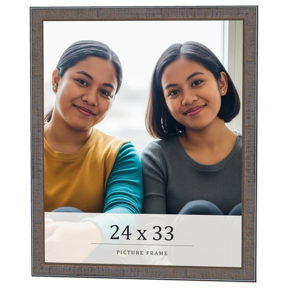 24x33 Frame Blue Kingsley Pewter Solid Wood Picture Frame Width 0.75 Inches |Interior Depth 0.5