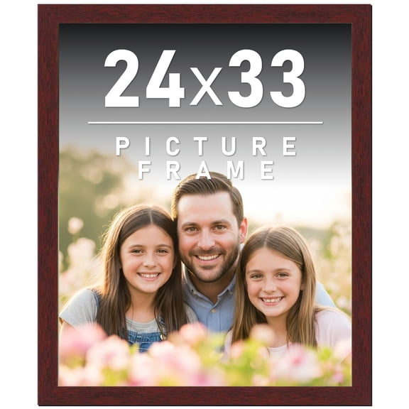 24x33 Frame Brown Mahogany Picture Frame - Solid Wood Frame Kit Includes UV Acrylic Plexiglass,
