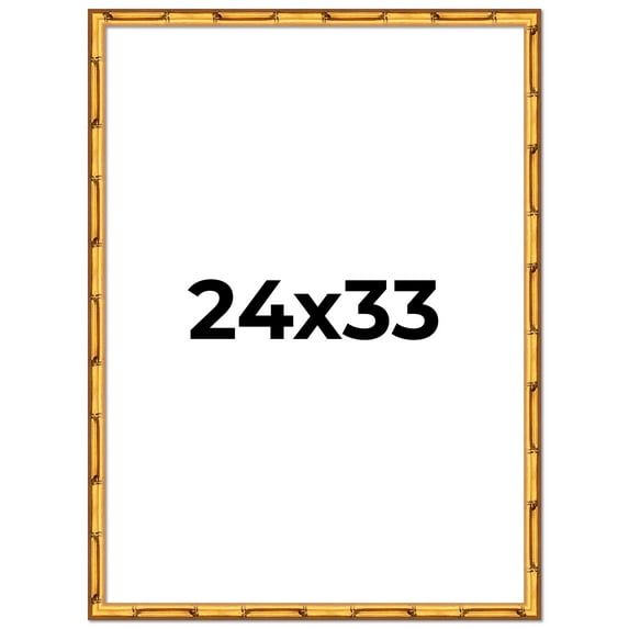 24x33 Frame Gold Bamboo Solid Wood Picture Frame | 1 Inch Moulding Width | Interior Frame Depth